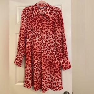 Kate Spade pink leopard print long sleeve dress, size 10
